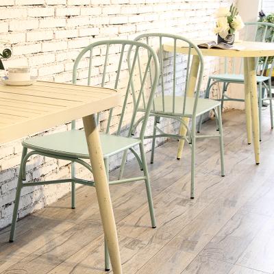 China Modern European Style Aluminum Slat Backrest Outdoor Restaurant And Bistro Dining Chair for sale