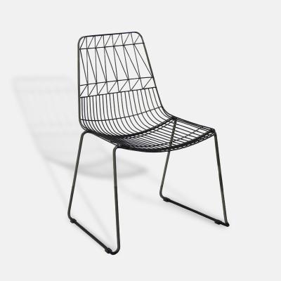 China Morden Stacking Arrow Steel Gold Chair Metal Chair Lucy Gold Chrome Steel Bertoia Modern Wire Chair for sale