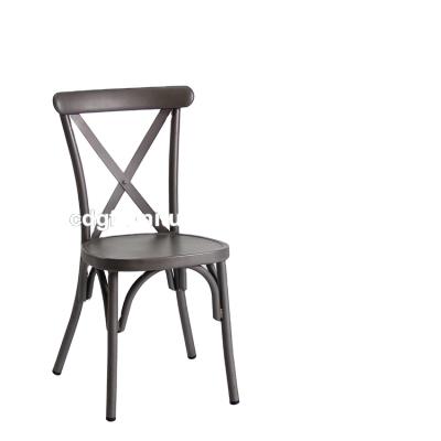 China High quality with reasonable price black X aluminum stackable rental chair back to wedding outdoor metal rental chair for party for sale