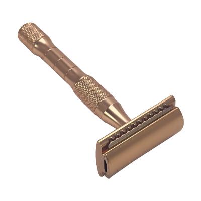 中国 Stainless Steel Hair Shaving Razor Rose Gold Safety Double Sided Design 販売のため