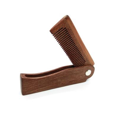 China Custom Logo Natural Wooden Wood Foldable Home Beard Comb and Brush for sale