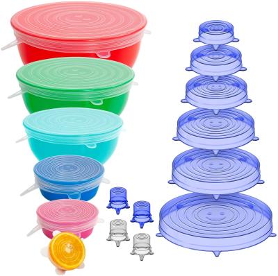 China Eco-Friendly Reusable Silicone Stretch Cover Food Cover Lid Cap Set For Jar Bottle Container Bowl Cover for sale