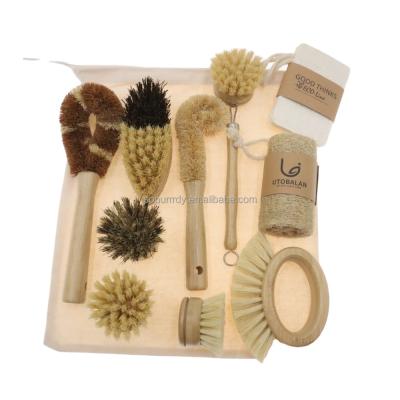 China Sustainable Sopurrrdy Pan Pot Vegetable Dish Natural Coconut Brushes Eco Wood Bamboo Kitchen Biodegradable Scrub Cleaning Brush for sale