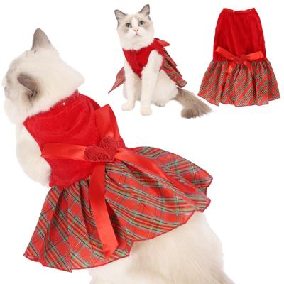 중국 Red Luxury Stocked Ropa Para Perro Pet Wholesale Pet Apparel Party Birthday Dress For Cat Christmas Dog Dress 판매용