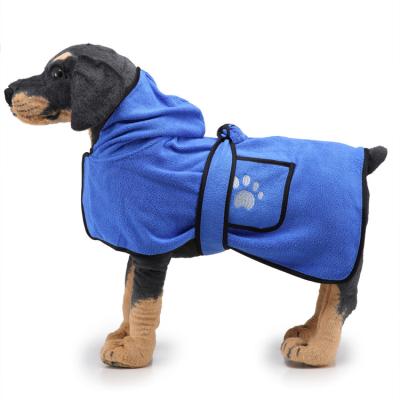 China Eco-Friendly Viable Bathtub Dog Towel Tiny Bathrobe Dog Soft Pet Pajamas Microfiber in Blue for sale