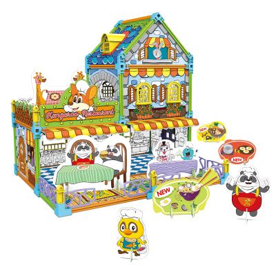 China Little Castle House KY TOYS Educational Children Painting Doodle House Color Play Set DIY Pencil Drawing Toys For Children for sale