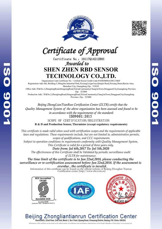 ISO9001 - Shenzhen RBD Sensor Technology Co., Ltd.