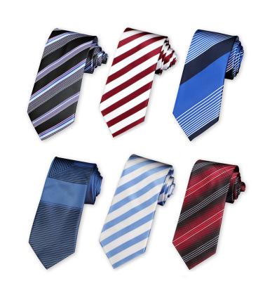 China custom made 100%silk ties for men stripes silk woven neck ties for sale