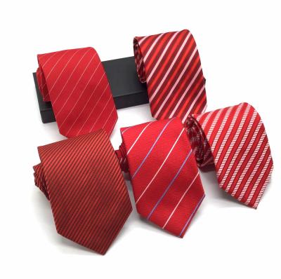 China 100%Polyester Mens Classic Business Tie Ties Formal Striped Jacquard Tie Neck Tie for sale