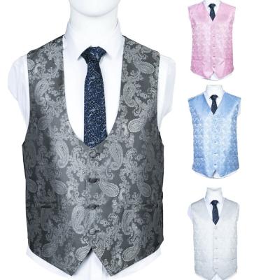 China Anti-wrinkle Paisley Design Playhouse Worker Waistcoat For Men With Tie Uniform Set for sale