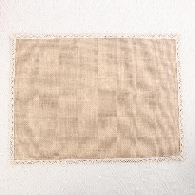 China 40cm*30cm Rectangular Burlap Party Dining Mat Woven Table Cloth Table Cloth Tablecloth Natural Jute Natural Jute Kitchen Place Mats for sale