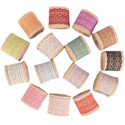 China 2023 Hot Sale Christmas Wedding Party Burlap Viable Lace Burlap Ribbon Gift Decoration Webbing for sale