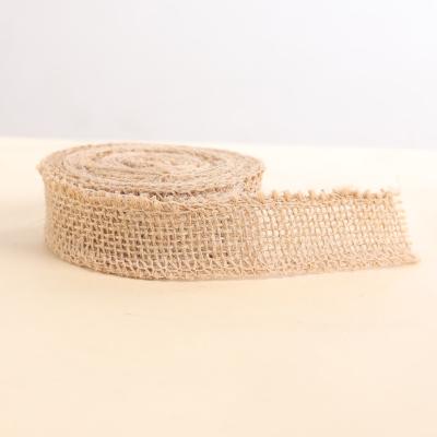 China 2.5cm*5m Rolls Fabric Jute DIY Ribbon Decorative Canvas Webbing UNDEFINED Wrap Burlap Gift For Party for sale