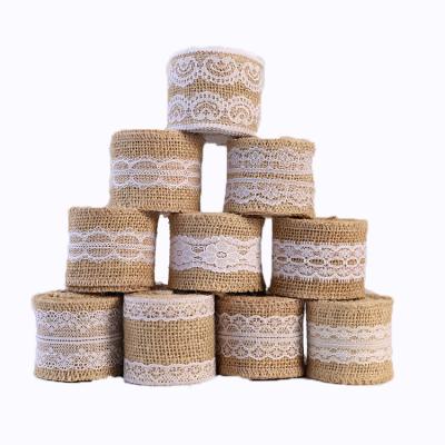 China UNDETERMINED Hot Sale 2m Burlap Ribbon Lace Ribbon Decorative Webbing UNDETERMINED Gift For Handmade for sale