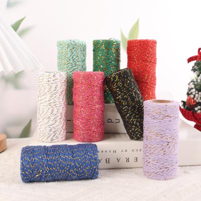 China 1.5mm Eco-friendly Colorful Hanging Decorative Rope 8 Per Strands Gold Silk Cotton Rope Tag Christmas Party Gift Wrap for sale