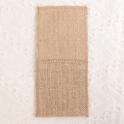 China Eco-Friendly and Recyclable Natural Hemp Jute Cloth Dinnerware Bag Spoons Carry Cutlery Pouch Bag Flatware Knife Forks Sets for sale