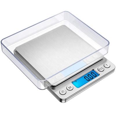 China Electronic Scales Electronic Scales Pocket Silver Case Jewelry Scale Kitchen Weight Balance 3kg 0.1g With 2 Trays for sale