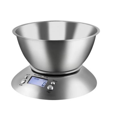 China Stainless Steel Coffee Jewelry Electronic Food Scale Removable Digital Bowl Cooking Baking 3kg 5kg Weighing Kitchen Scale for sale