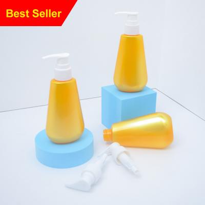 China Household Products Yellow Plastic Shampoo Bottle Skin Care Bottle 150ml White Color Spray Head Use Packing Toothpaste for sale