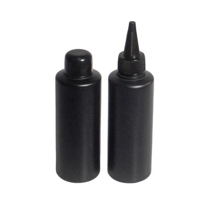 China 150Ml PE Cosmetic Plastic Bottle Black Liquid Emulsion Packaging Shampoo And Cosmetic Bottle Empty Round Bottle for sale