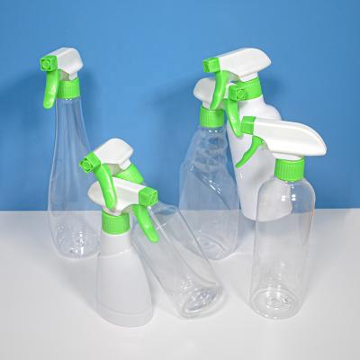 China Household Products Fully Stocked 200ml 300ml 500ml Pet Spray Plastic Bottle With White Pump And Green Pump Packing Liquid for sale