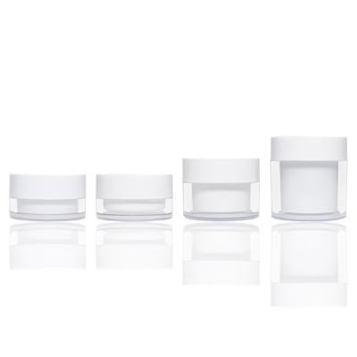 China Luxury Empty Plastic Cosmetic Skin Care Double Wall Face Cream Plastic Jars With Lids Packaging for sale