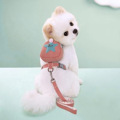 China Custom Korea Style Travel Backpack Soft Cute Outdoor Adjustable Dog Bag Harness Leash Walking Set for sale