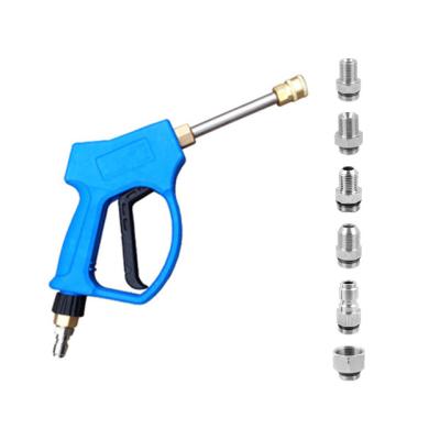 China Mini Spray Gun 350PSI Gun Window Cleaning Copper Pressure Washer Car Wash Spray Gun with 6 Spare Spray Nozzles for sale