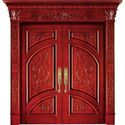 China Sound Insulation Customized Function Sound Insulation Entrance Paint Solid Wood Double Doors for sale