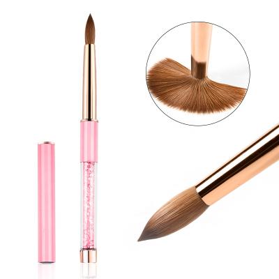 China Beauty Care Make Tools OEM 100% High Quality Nail Brush Pink Metal Kolinsky Handle Acrylic Nail Brushes Size 12 for sale