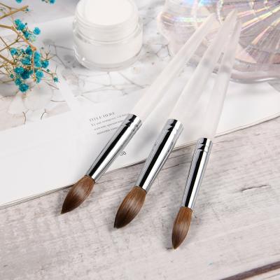 China 2021 New Rounded Nail Art Fuumuui Acrylic Handle Pure Nail Polish Brushes Kolinsky Nail Brush On Hot Sale for sale