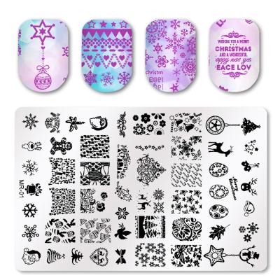 China Customized Printed 2021 Nail Art Printing Template Marbled Christmas Snowflake Stamp Steel Plate For Nail Art Printing for sale