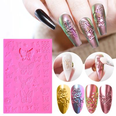 China 2021 New Arrival Flower Pattern Nail Art Mold Stamper Tool Soft Customized 3D Printed Silicone Nail Stamping Plates for sale