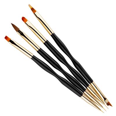 China Master Nail Art Brush Set Poly Gel Pen Liner Kolinsky Gold Nail Art Brush Set New Product Double Nail Brush Black for sale