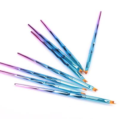 China Hot Selling Professional Acrylic Nail Brush Rod Nail Flower Painting Pen Metal Nail Brush Metal UV Gel Painting Brush for sale