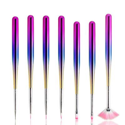 China 2020 Nail Petal Brush 2020 Professional 7pcs Nail Brush Set Nail Art Design Brush Pen Fan Brush Gel Nail Brushes for sale