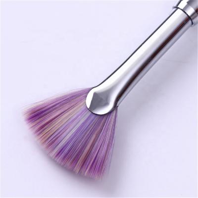 China New Product Nail Brush Purple Nail Cleaning Brush Fan Glitter Dust Nail Brush Acrylic Handle Nylon Cloth Cleaning Brush for sale