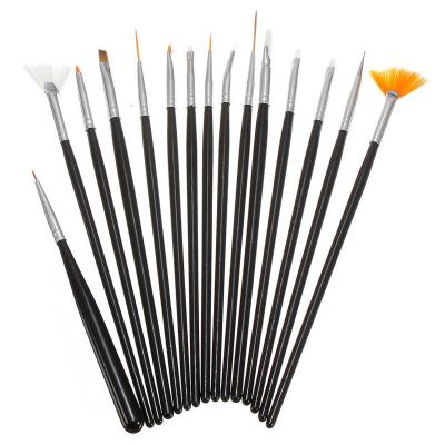 China Beauty Care Make Tools 15 Pcs Custom Professional Nail Art Pen Drawing Skinny UV Gel Acrylic Synthetic Nail Art Brush Set for sale