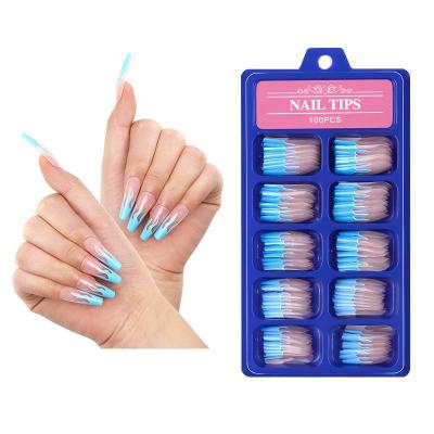 China French 100 pcs/box long ballet nail tips fully sticky ballet nails color solid color nail patch for sale