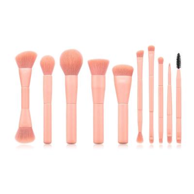 China Angular Blush Custom LOGO 10PCS Makeup Tool Long Handle Cosmetic Brush Bag Gift Face Beauty Brushes Brush Set Pink Makeup Brush for sale