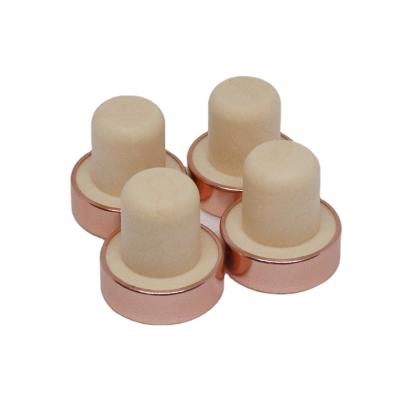 China Non Puddle Factory OEM Pink Finished Cap T Shape Aluminum Polymer Synthetic Elastomer Cork Stopper For Champagne Wine Bottle for sale