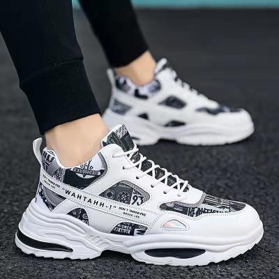 China Wholesale High Top Fashion Trend Design Shoes Simple Men's Sneakers Casual Shoes High Strap Shoes For Men for sale