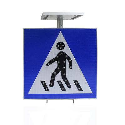 China solar powered led flashing traffic post warning sign 400*400MM for sale