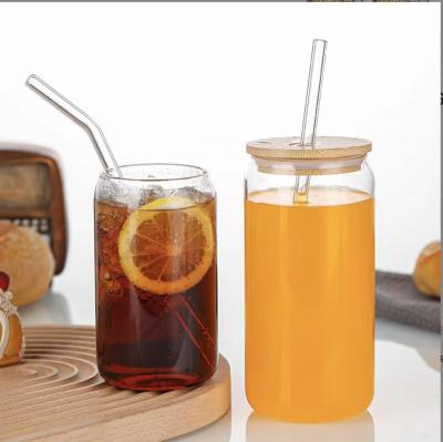 China 12oz 16oz glass can of CLASSIC popular soda sublimation juice water beer can with bamboo lid for sale