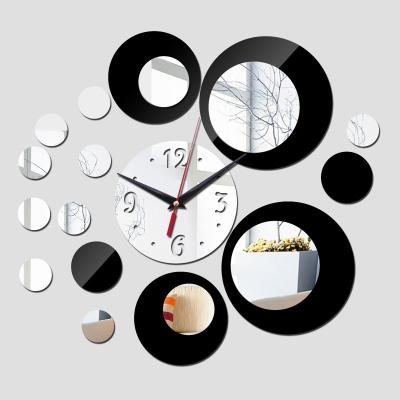 China Hot Selling Digital Big Mirror Cheap Luxury Modern Frameless Home Decorative 3D DIY Antique Style Acrylic Wall Clock for sale