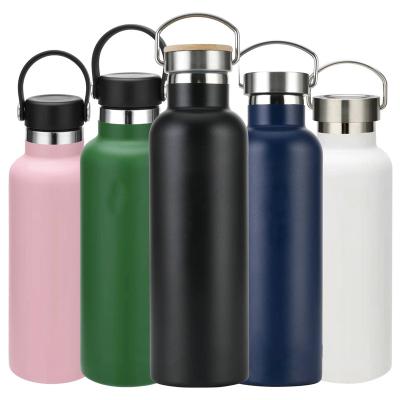 China Wholesale Custom Logo Business Stainless Steel Thermo Water Bottle Double Walled With Lid Powder Coating 500ml 600ml 750ml for sale