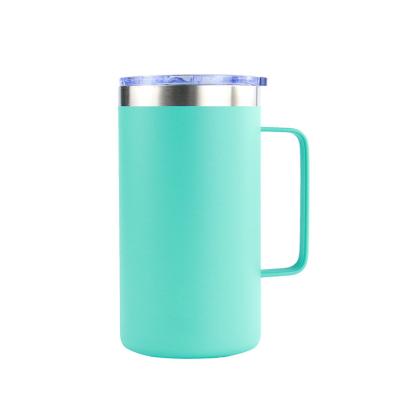 China Custom Made 24oz Stainless Steel 24oz Viable Logo Water Bottle Thermos With Handle Plastic Lid Double Wall Vacuum Coffee Mugs for sale