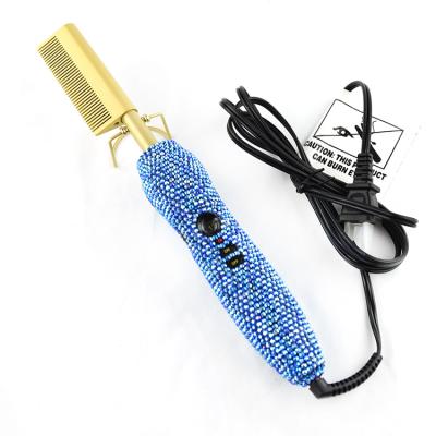 China Nondisposable Copper Metal OEM Nondisposable Electric Brush Hair Straightener Bling Quick Heating Hot Comb for sale