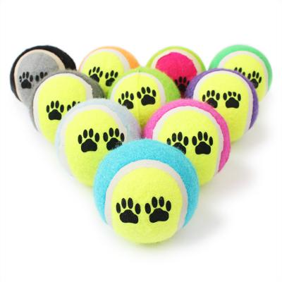 China Wholesale Viable Manufacturer Rubber Custom Logo Print Teeth Chewing Teeth Dog Tennis Ball Toys For Dogs for sale