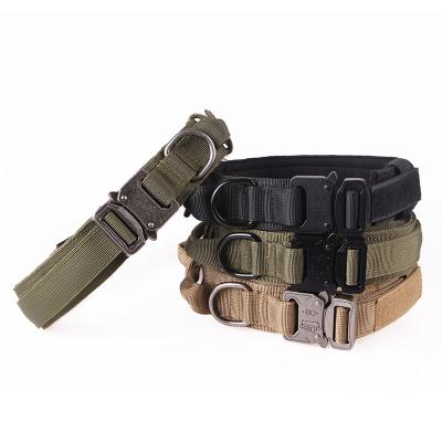 China Durable Adjustable Buckle Adjustable Nylon Webbing Aluminum Alloy Custom Military Tactical Dog Collar for sale